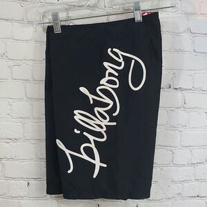 Billabong Black Boardshorts Red Trim Surfer Girl Sport Spellout Swim Shorts